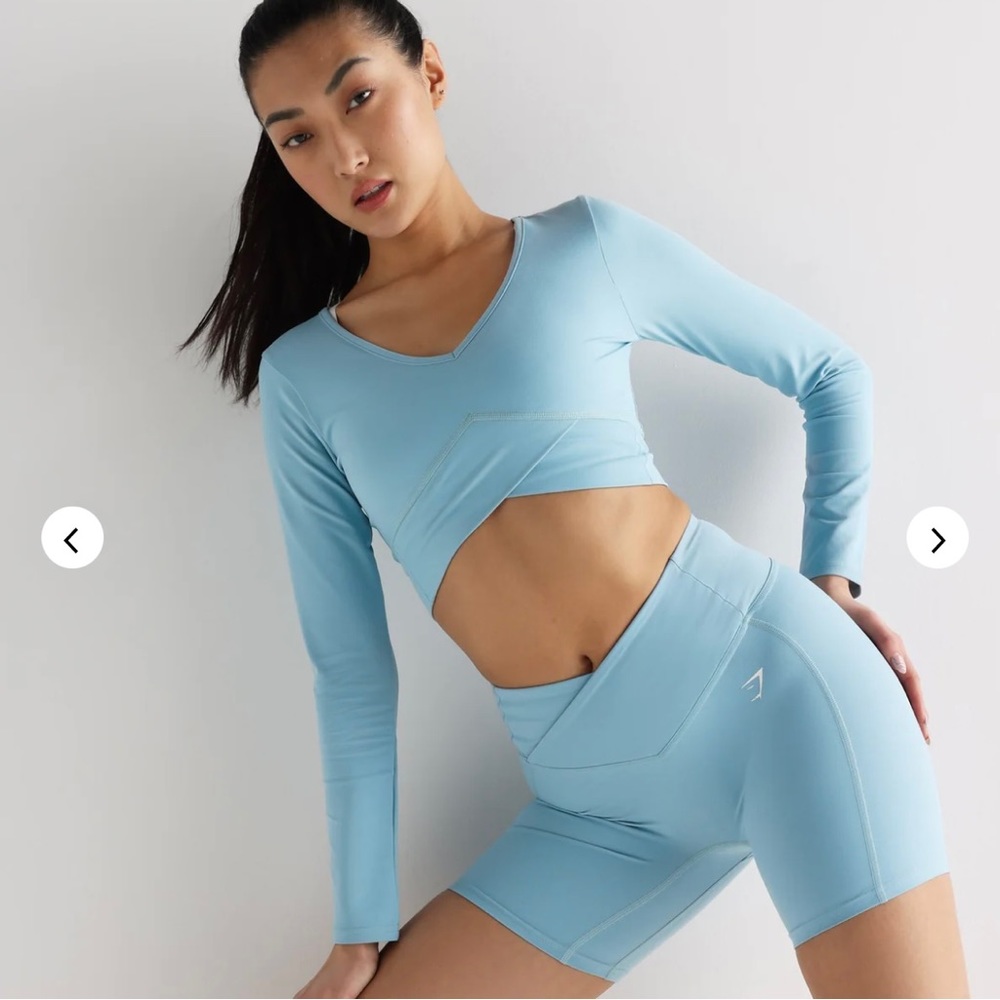 GYMSHARK | Light Blue Long Sleeve Athletic Top